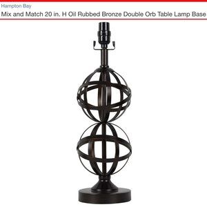 NEW Hampton Bay 20 in. H Oil Rubbed Bronze Double Orb Table Lamp Base